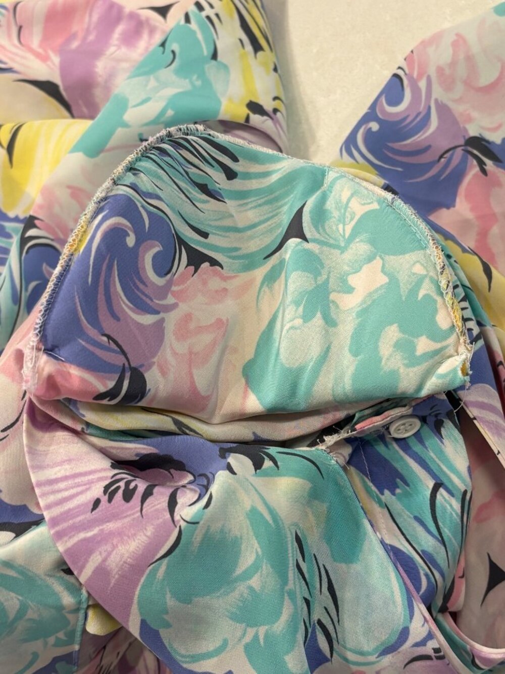 Vintage Balenciaga Paris Pastel Floral Bow Blouse Size 6 Watercolor Secretary To - Picture 9 of 11